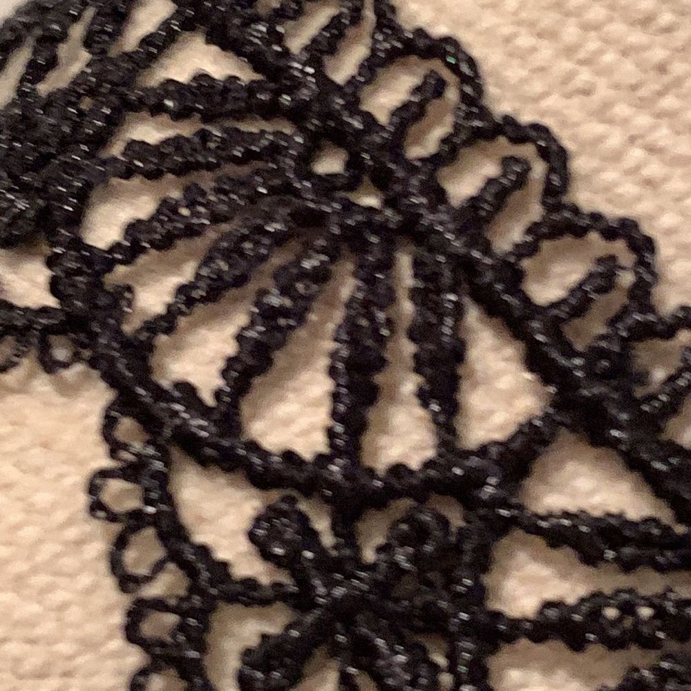 Black Lace Beaded Choker Necklace - Gothcore Goth Vintage Victorian Style - Picture 10 of 10